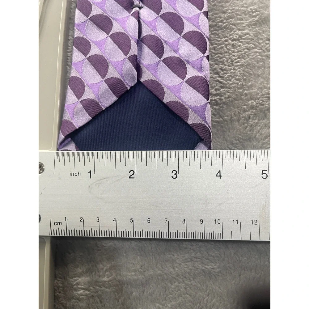 Bachrach Silk Tie Made in Italy Purple Patterned Geometric Men's‎ Necktie